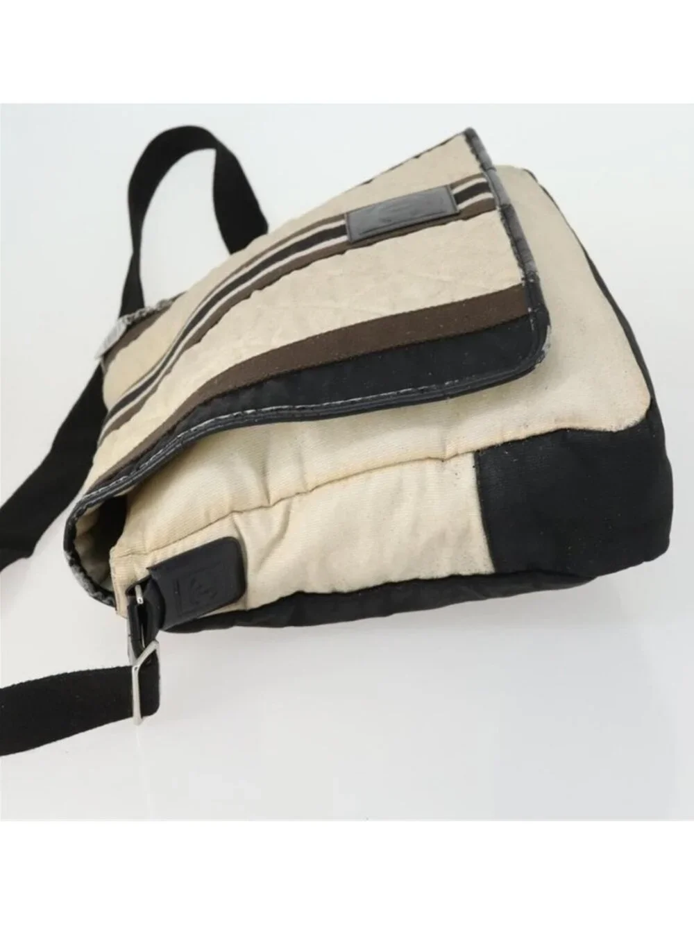Authentic CHANEL Sports Line Shoulder Bag Canvas Beige Silver CC